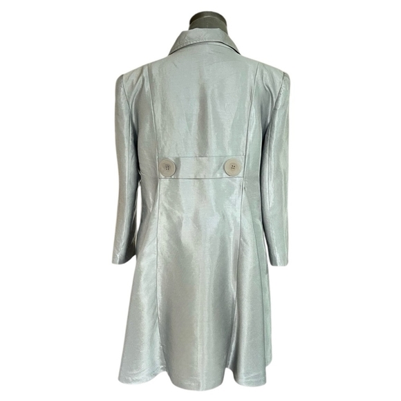 Womens Jacket Credibility Silver Cocktail Jacket Lined Button Front Linen Jacket - Picture 4 of 6